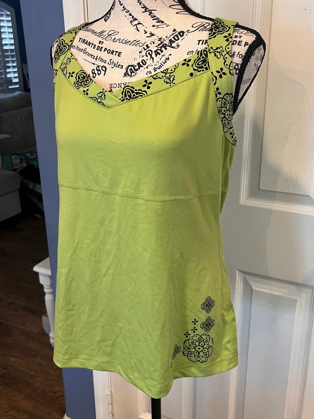 tek gear Lime Green Tank with Black Accent Print XL